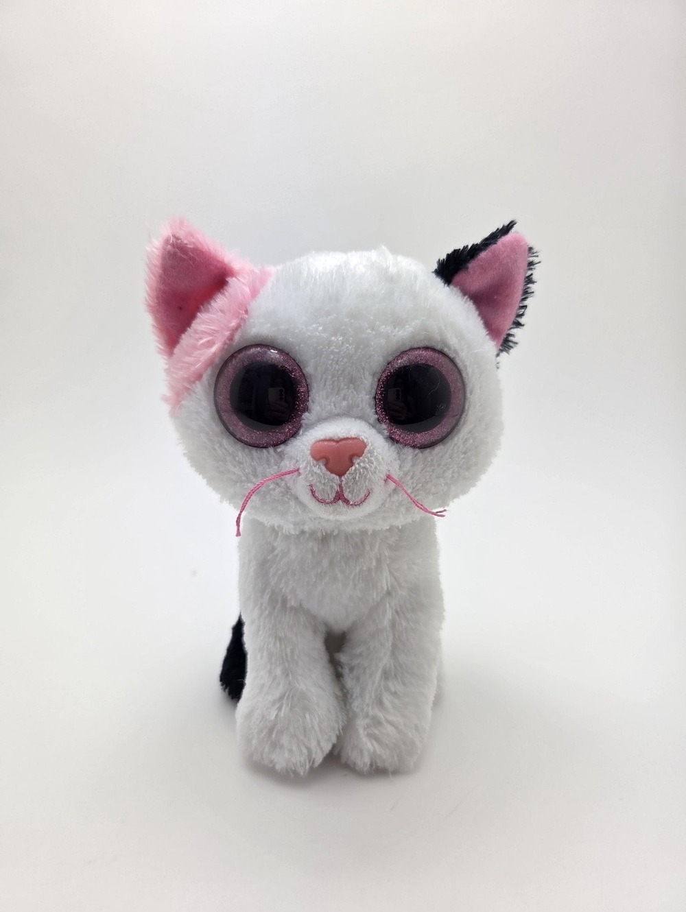 Ty Beanie Boo “Muffin” the Pink and White Cat - No Hang Tag, Sparkly Eyes